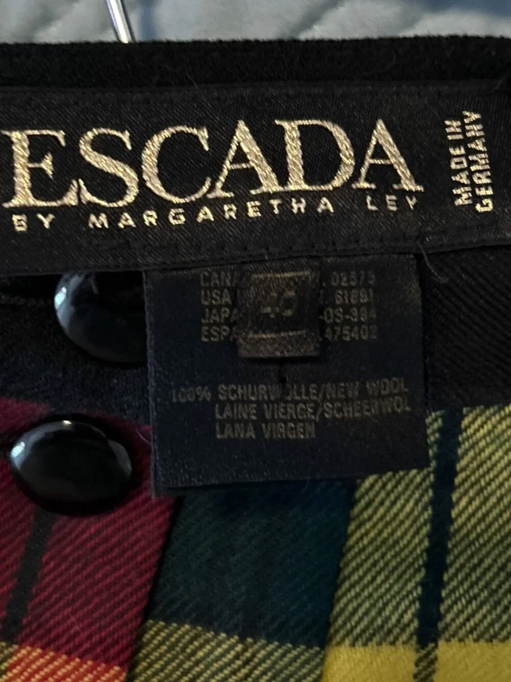 Vintage‎ Escada Tartan Buchanan Plaid Button Down Wool School Girl Skirt